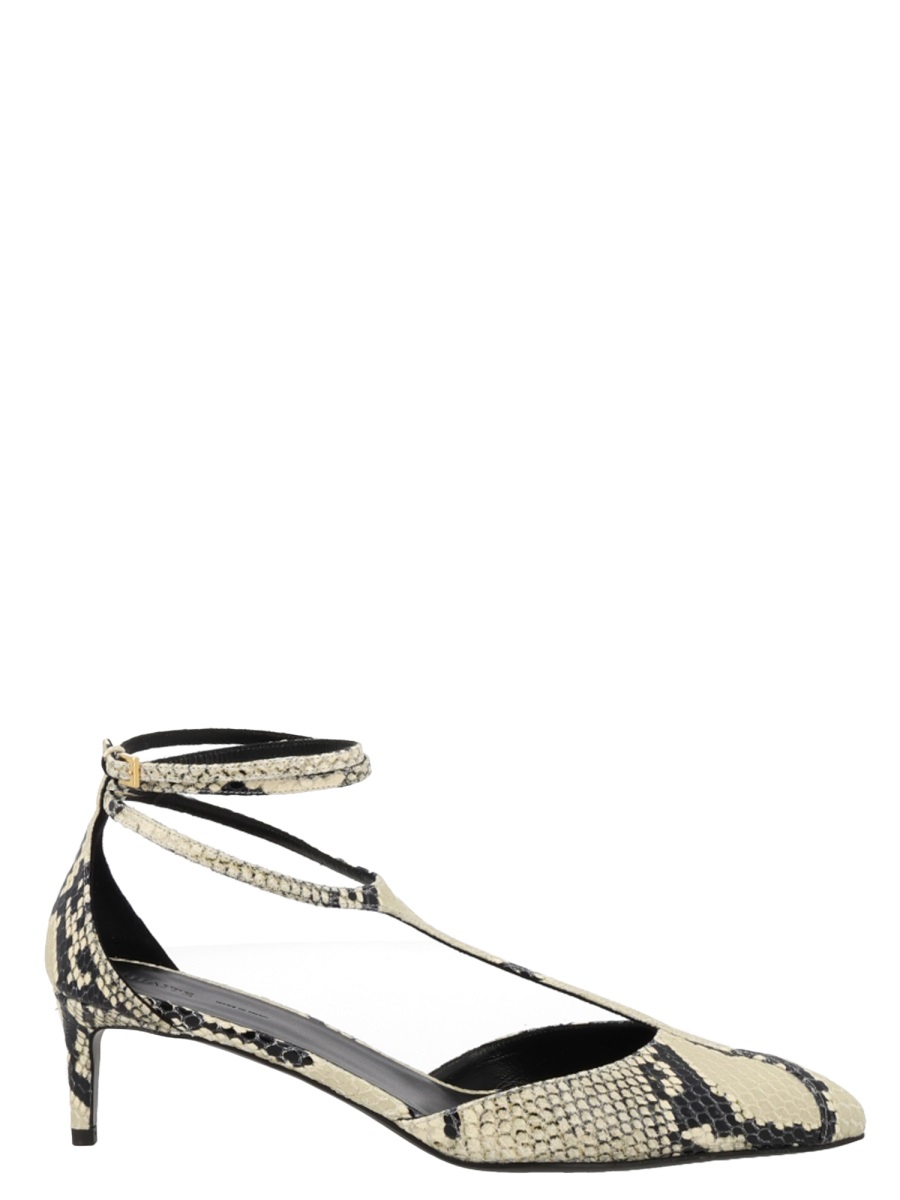 Khaite Mia Pointed Toe Snakeskin Pumps Grijs
