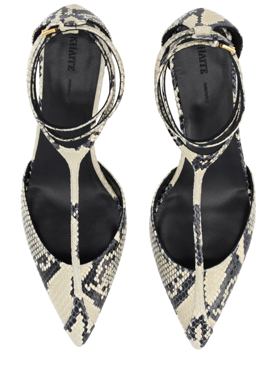 Khaite Mia Pointed Toe Snakeskin Pumps Grijs