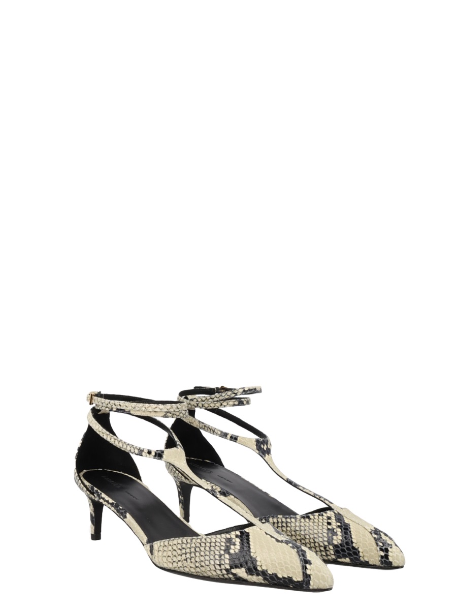 Khaite Mia Pointed Toe Snakeskin Pumps Grijs