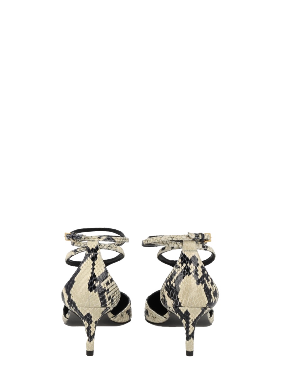 Khaite Mia Pointed Toe Snakeskin Pumps Grijs