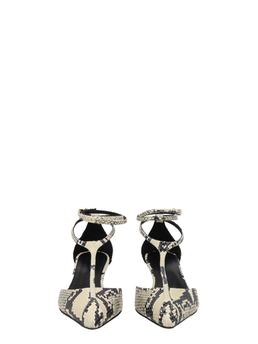 Khaite Mia Pointed Toe Snakeskin Pumps Grijs