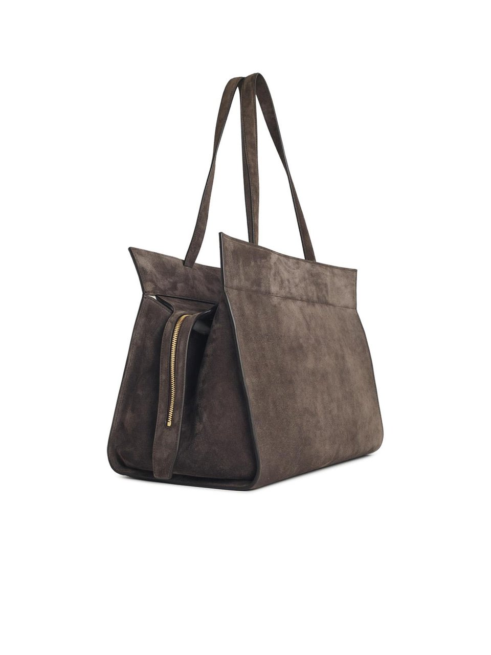Khaite 'Crosby' Suede Cocoa Bag Grijs