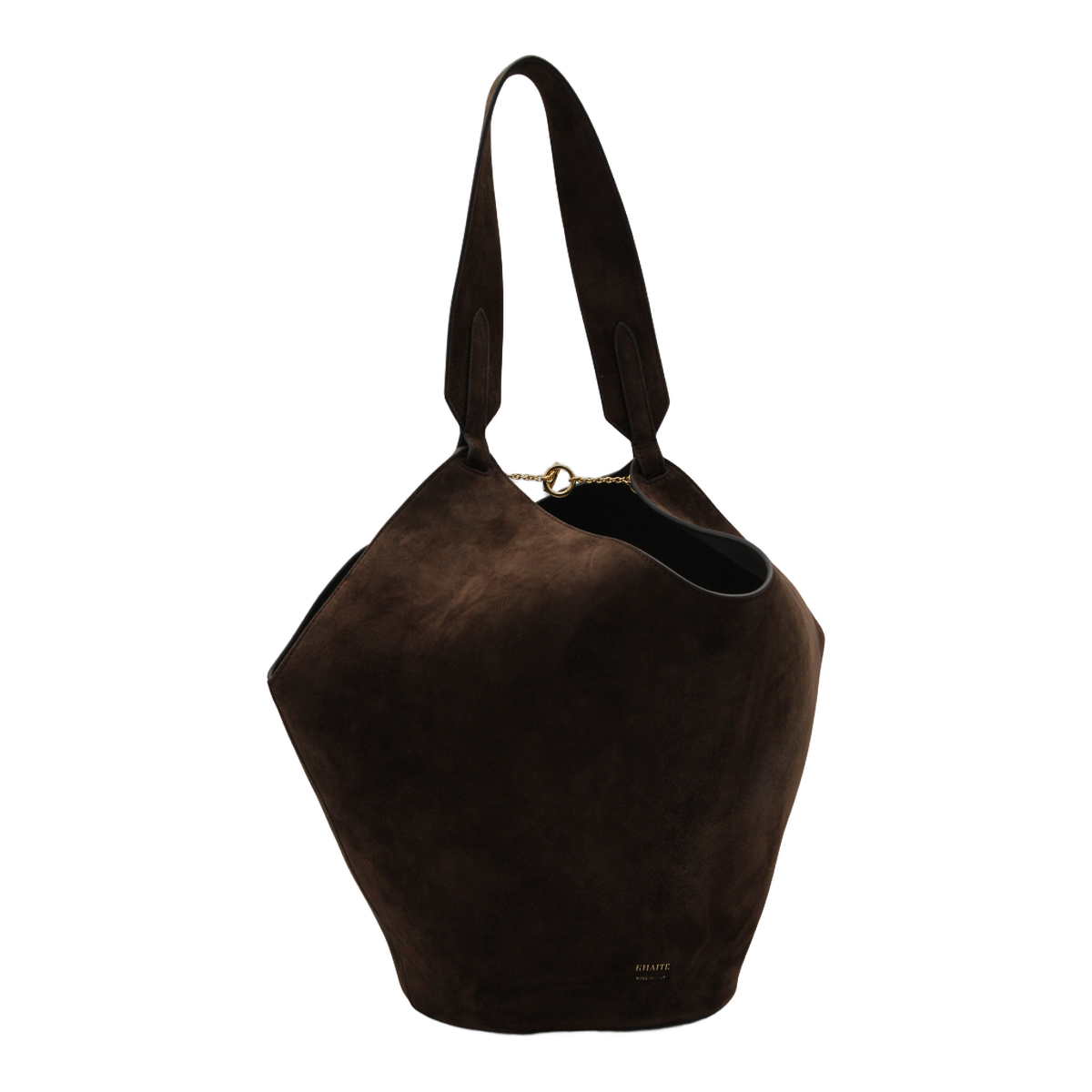 Khaite Sculptural Brown Suede Bag Zwart