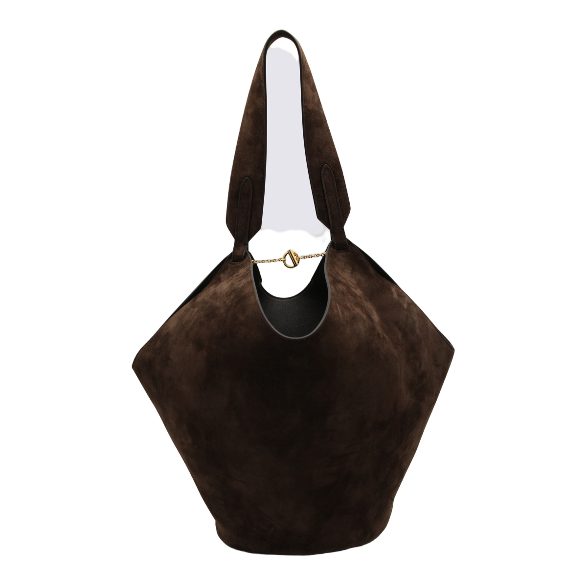 Khaite Sculptural Brown Suede Bag Zwart
