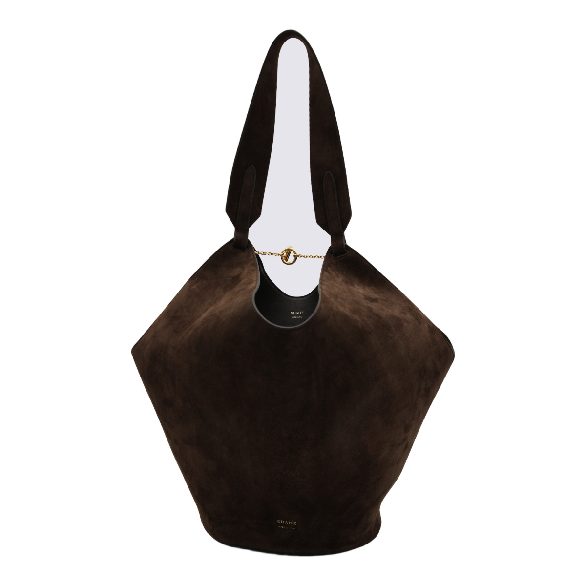 Khaite Sculptural Brown Suede Bag Zwart
