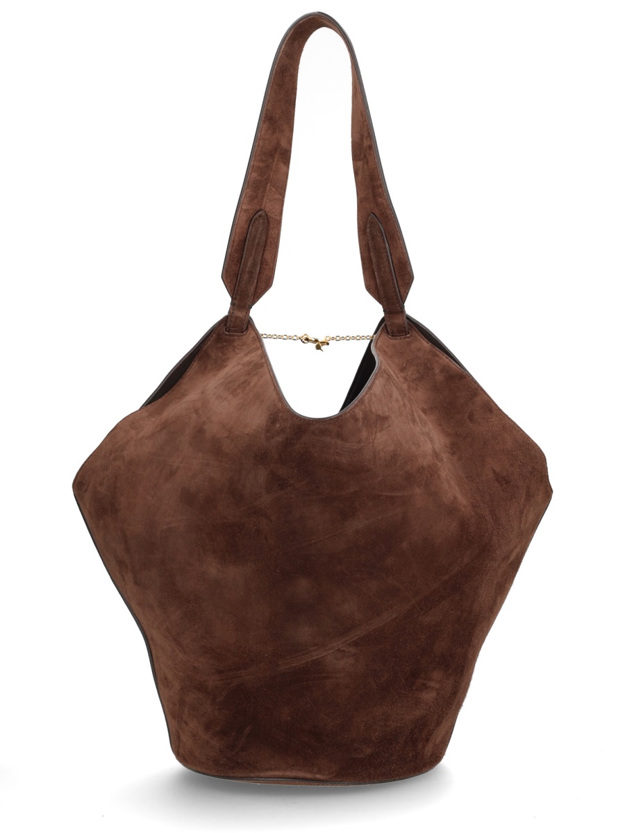 Khaite Brown Angular Calf Leather Tote Bag Zwart