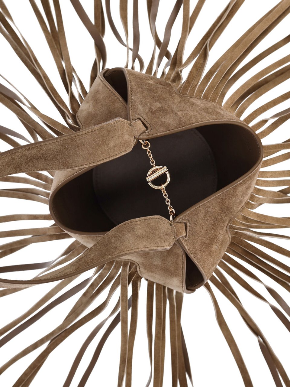 Khaite Fringe Tote Bag 'Lotus' in Brown Calf Suede Bruin