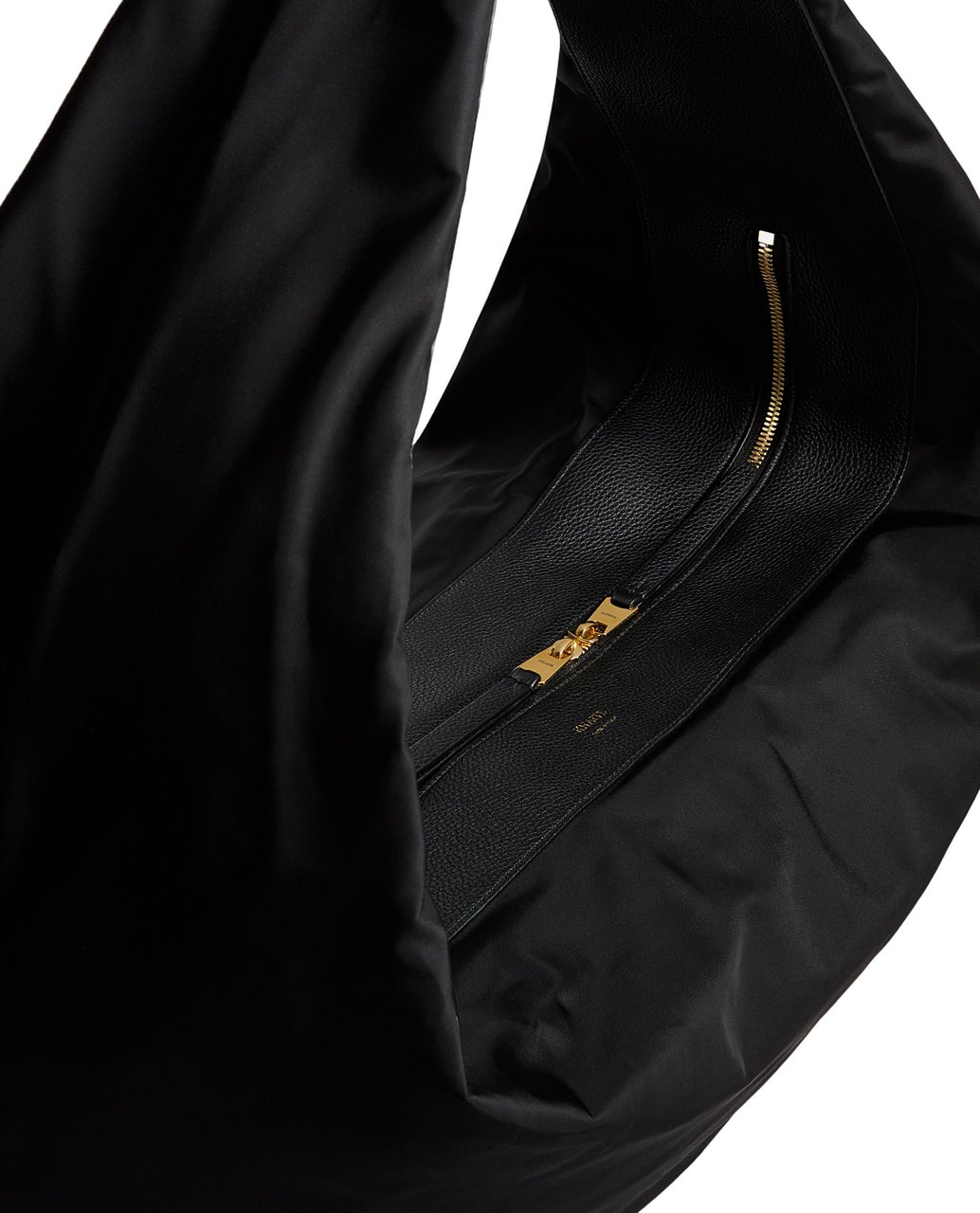 Khaite Crescent-Shaped Hobo Bag With Zip Closure And Gold Accents Zwart