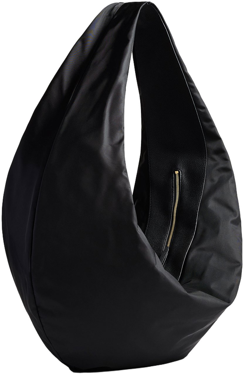 Khaite Crescent-Shaped Hobo Bag With Zip Closure And Gold Accents Zwart