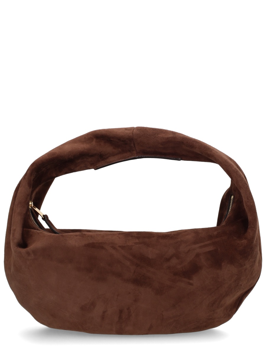 Khaite Brown Crescent Calf Leather Shoulder Bag Zwart