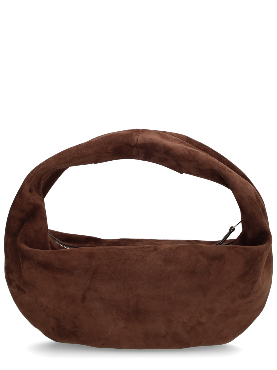Khaite Brown Crescent Calf Leather Shoulder Bag Zwart