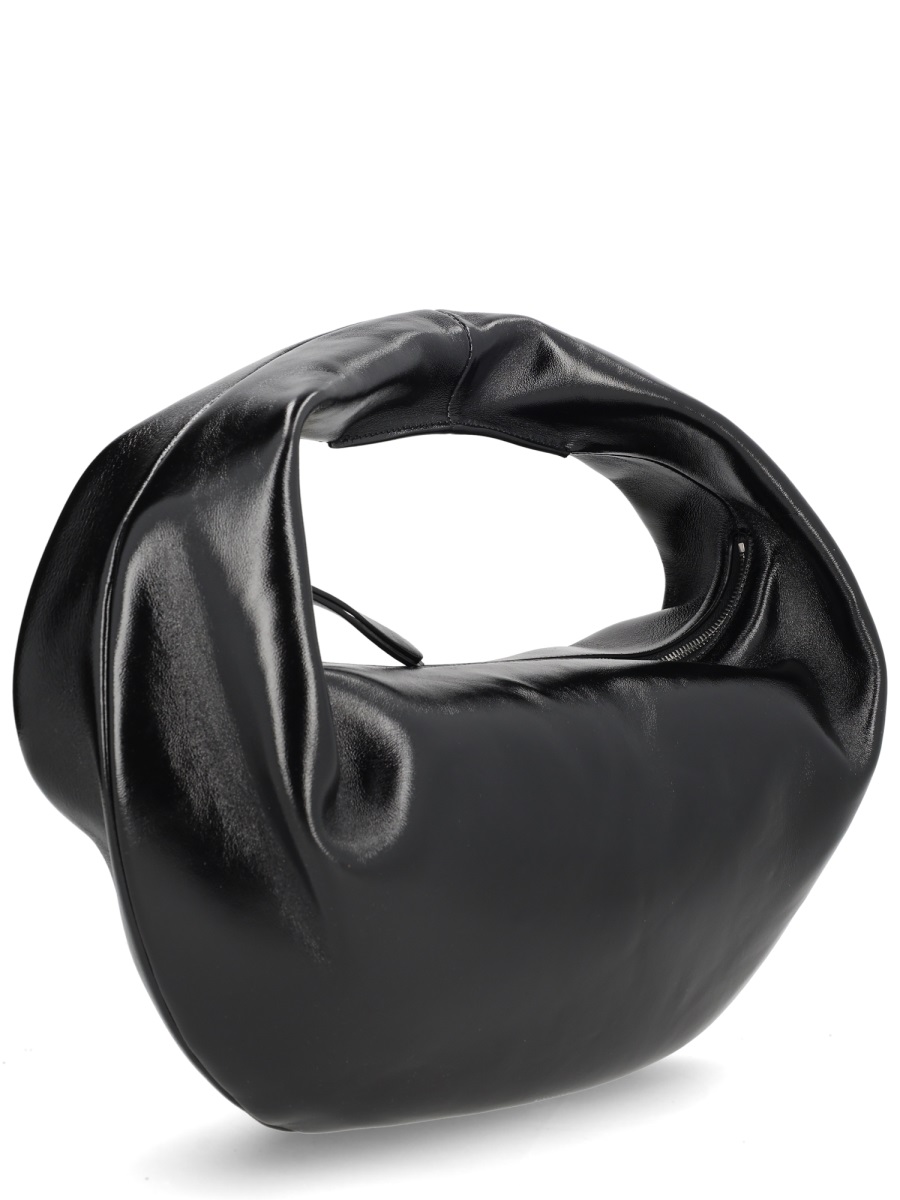 Khaite Black Crescent Calf Leather Shoulder Bag Zwart