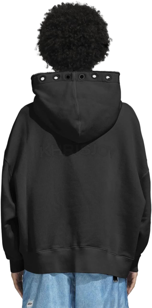 khrisjoy Black Felpa Oversized Dropped Hoodie Zwart