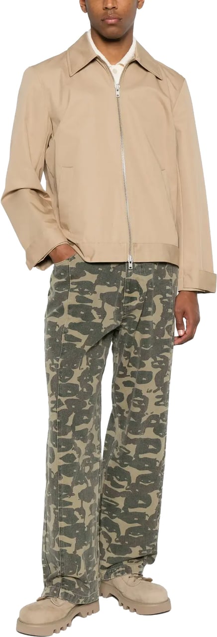 KidSuper Face Camo Wide Leg Jean Dark Green Groen