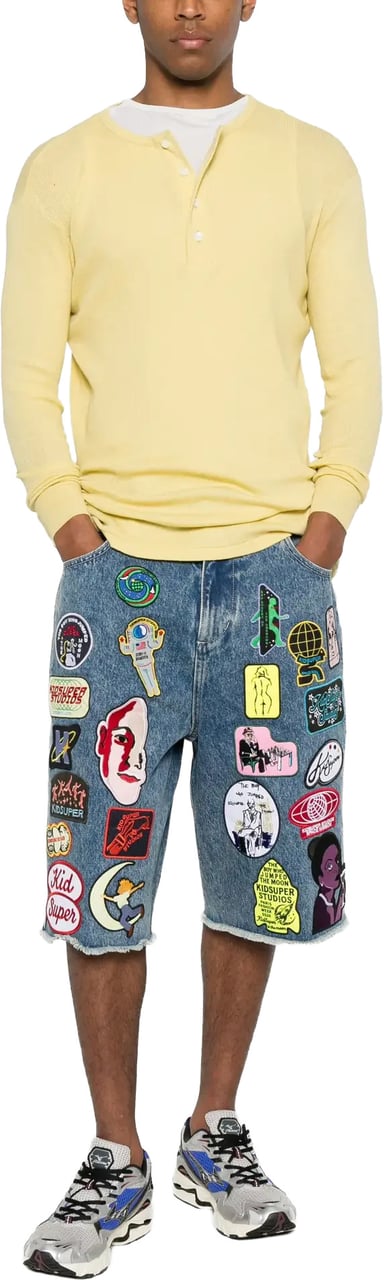 KidSuper Patches Denim Long Short Dark Blue Blauw
