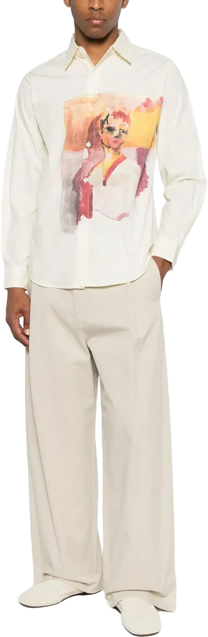 KidSuper Girl Painting Button Up Shirt White Wit