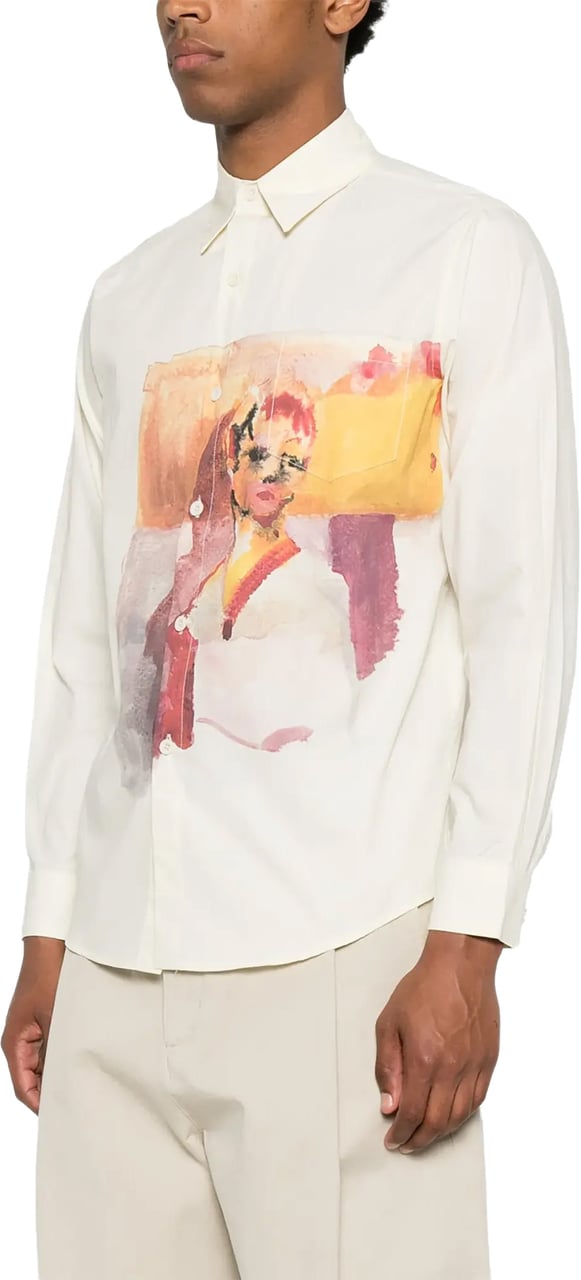 KidSuper Girl Painting Button Up Shirt White Wit