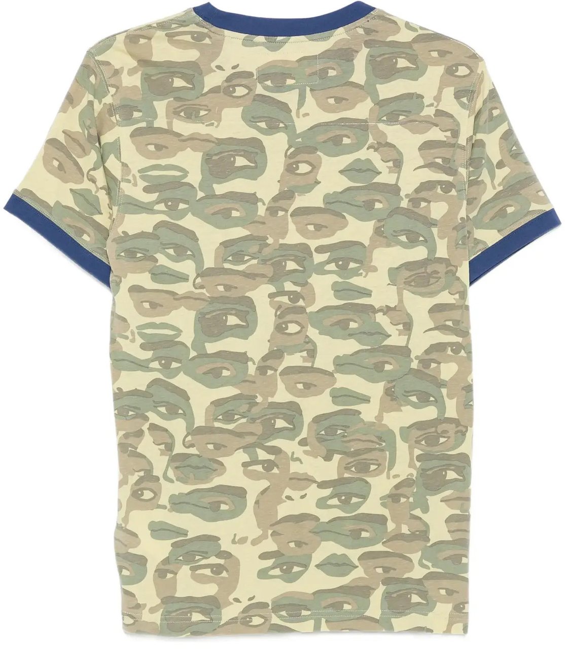KidSuper Face Camo Short Sleeve Shirt Heavy Wash Blue Rib Blauw