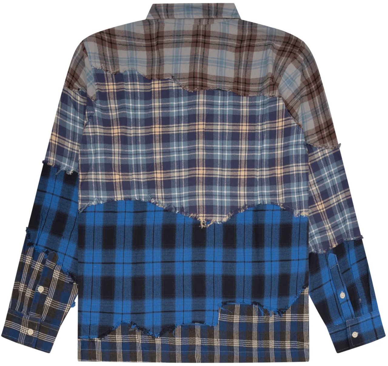 KidSuper Face Patchworked Flannel Blue Multi Blauw