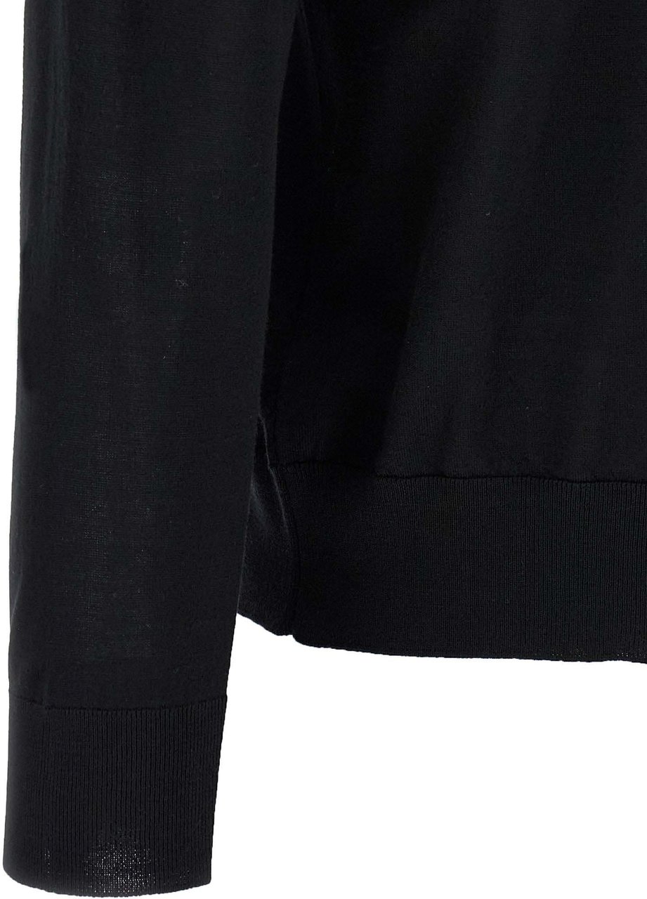 Kiton Black Wool Polo Shirt Zwart