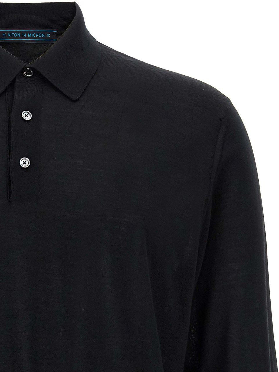 Kiton Black Wool Polo Shirt Zwart