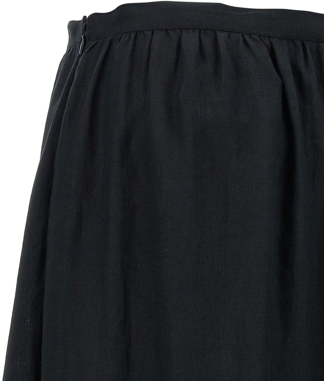 Kiton Black Linen Mini Skirt Zwart