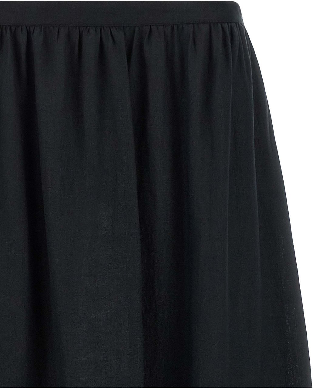 Kiton Black Linen Mini Skirt Zwart