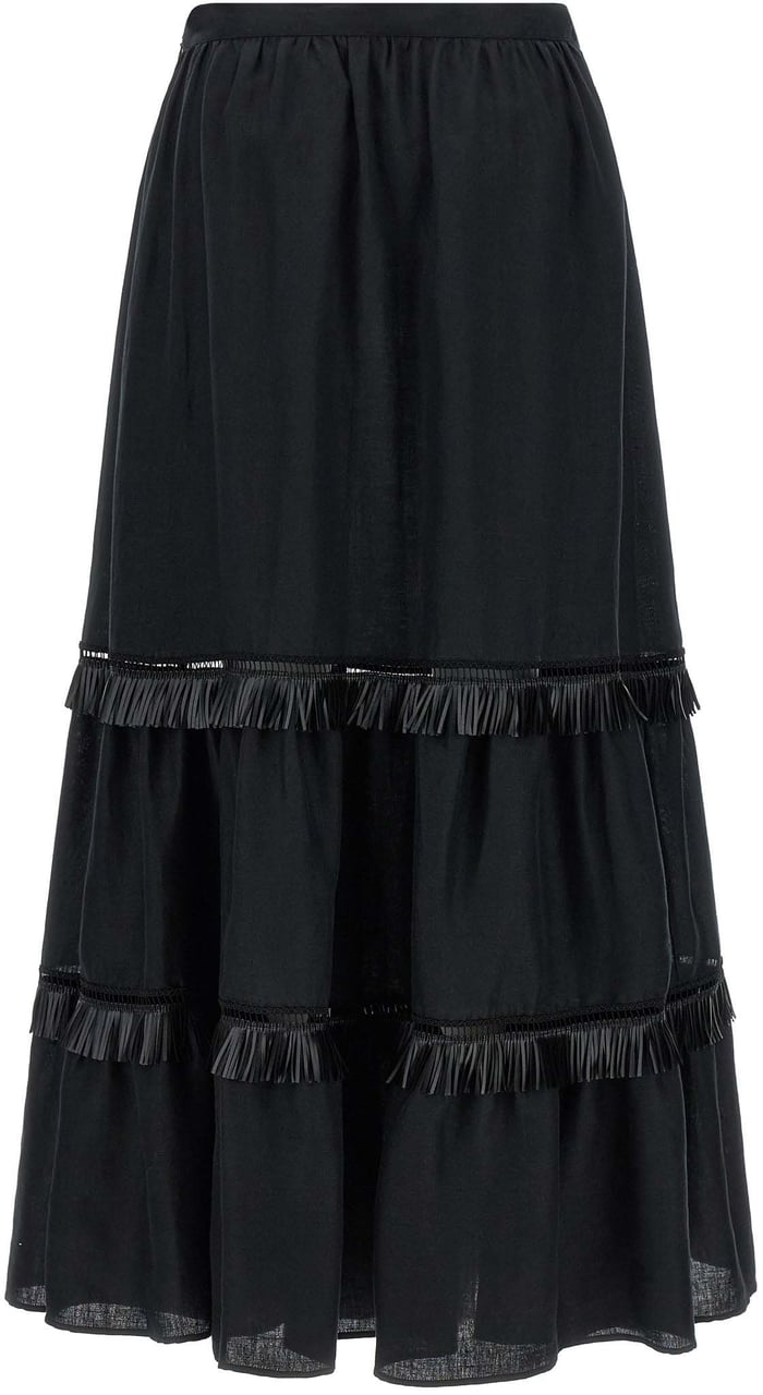 Kiton Black Linen Mini Skirt Zwart