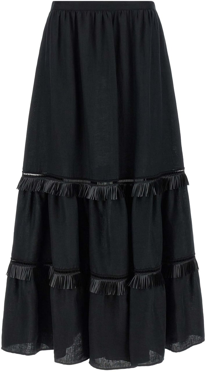 Kiton Black Linen Mini Skirt Zwart