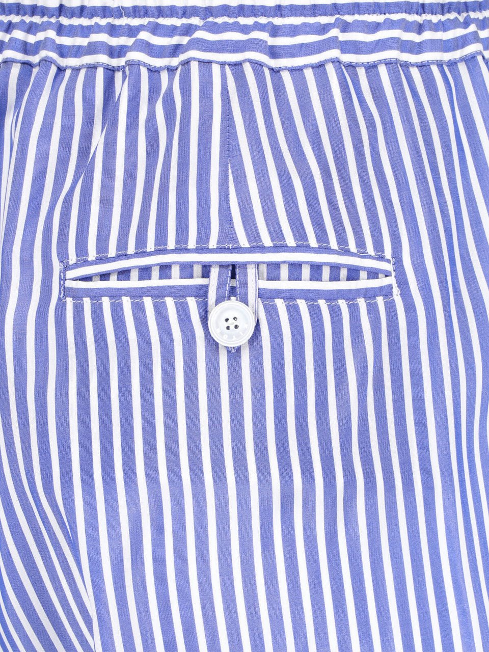Kiton Light Blue Wide-Leg Striped Silk Trousers Blauw