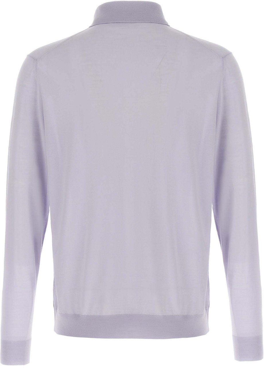 Kiton Blue Wool Polo Shirt Lichtblauw