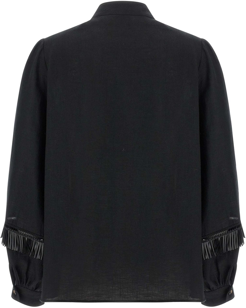 Kiton Black Linen Blouse Zwart