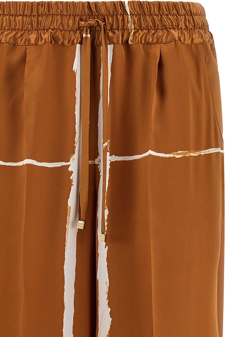 Kiton Brown Silk Casual Pants Bruin