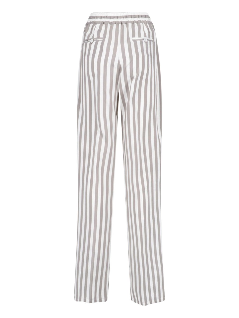 Kiton Beige Wide-Leg Vertical Striped Silk Trousers Neutraal