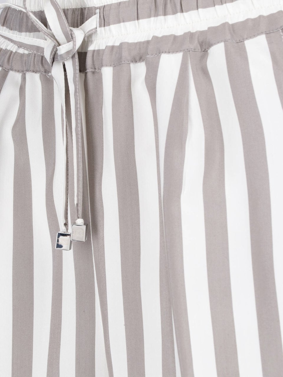 Kiton Beige Wide-Leg Vertical Striped Silk Trousers Neutraal