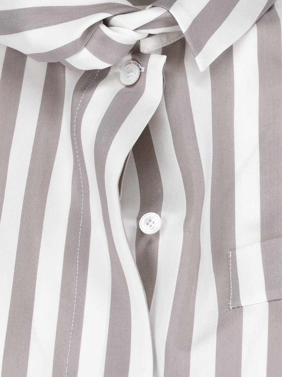 Kiton Beige Silk Striped Classic Collar Shirt Neutraal