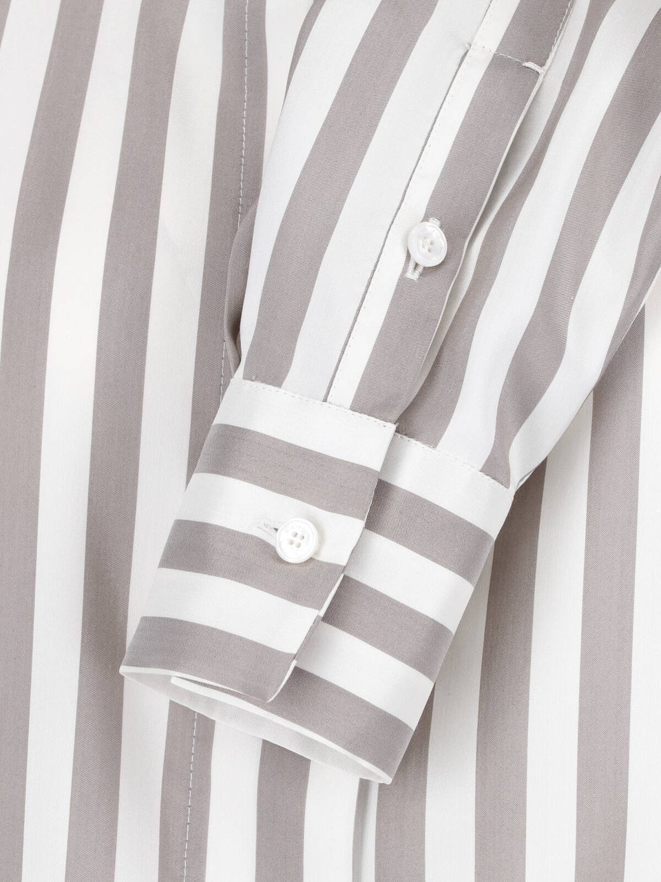 Kiton Beige Silk Striped Classic Collar Shirt Neutraal