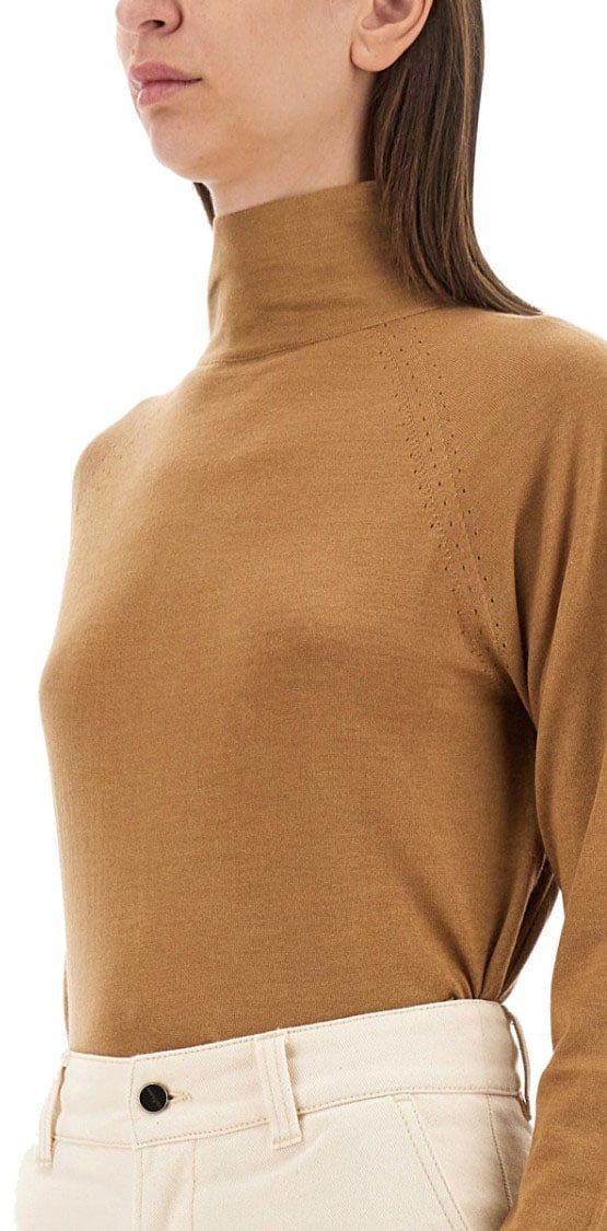 Kiton Smooth Cashmere-Silk Blend Turtleneck Shirt Bruin