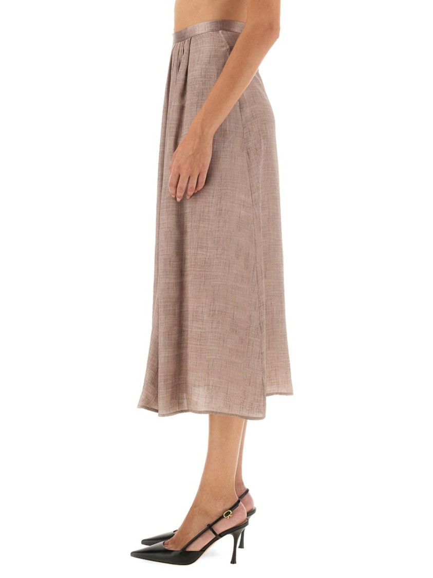 Kiton Flowing Midi Skirt In Silk-Viscose Blend Roze