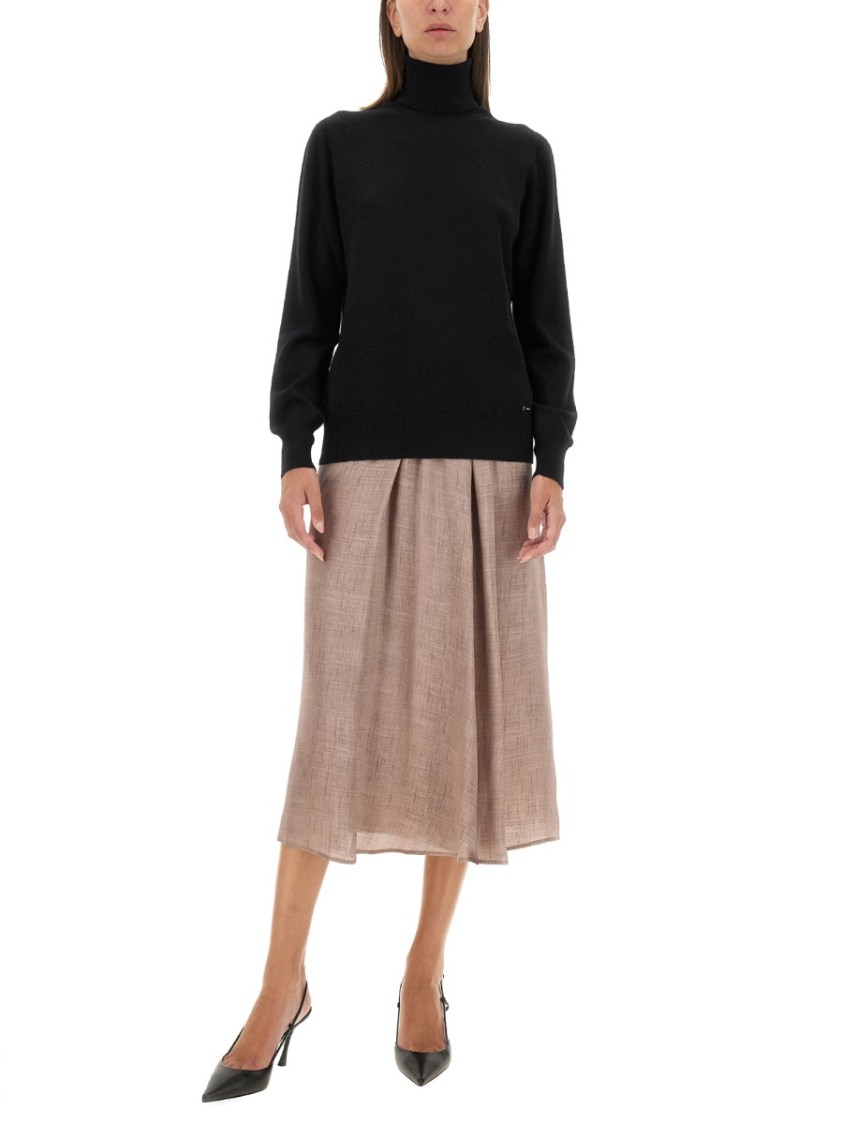 Kiton Flowing Midi Skirt In Silk-Viscose Blend Roze