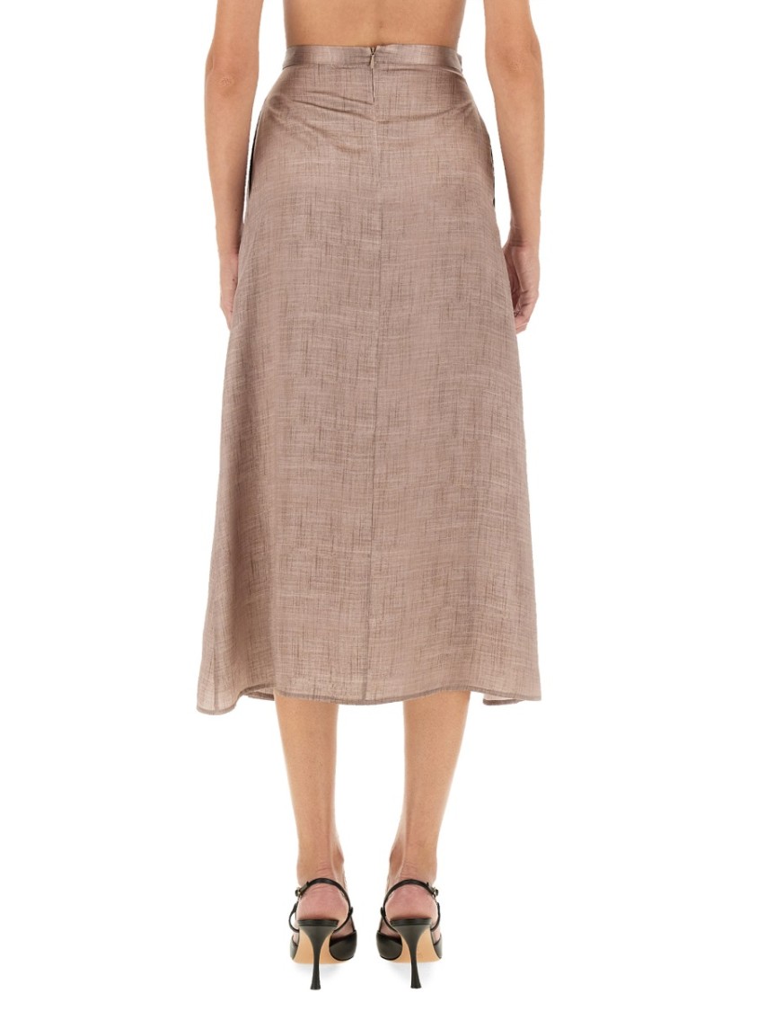 Kiton Flowing Midi Skirt In Silk-Viscose Blend Roze