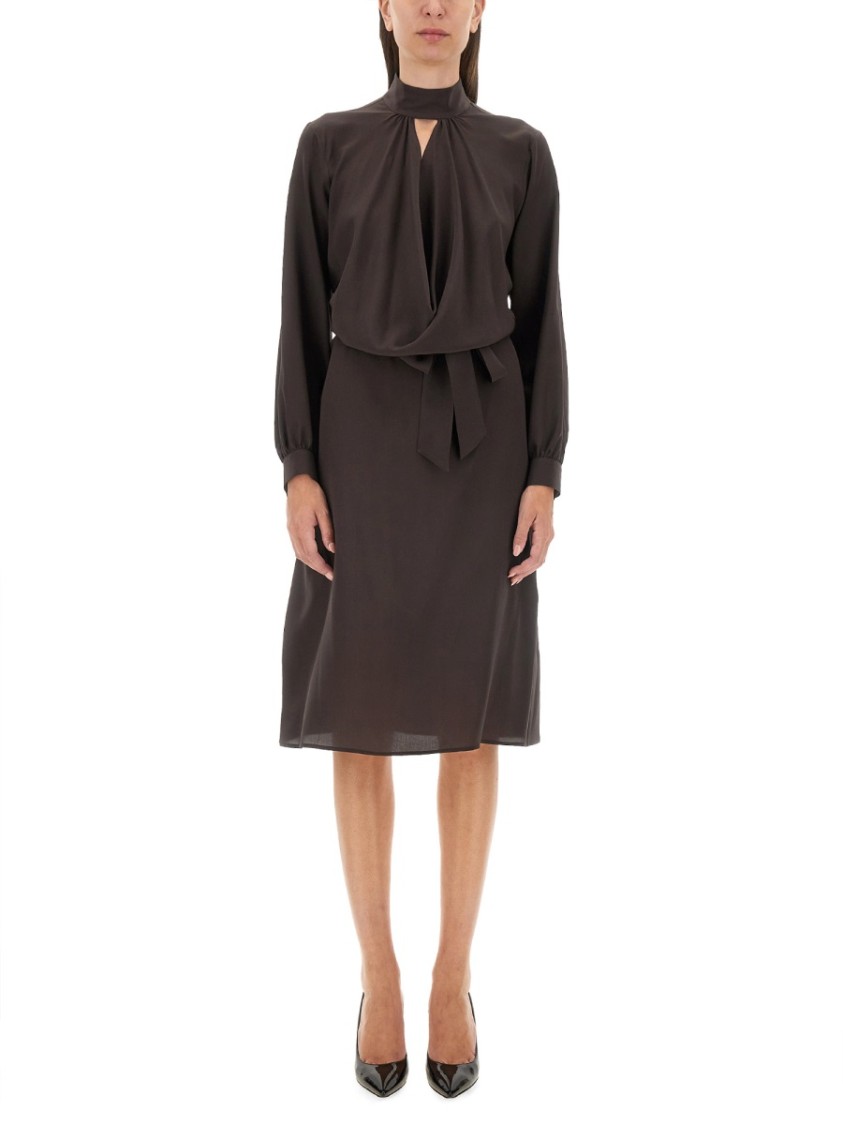 Kiton Silk Dress Bruin