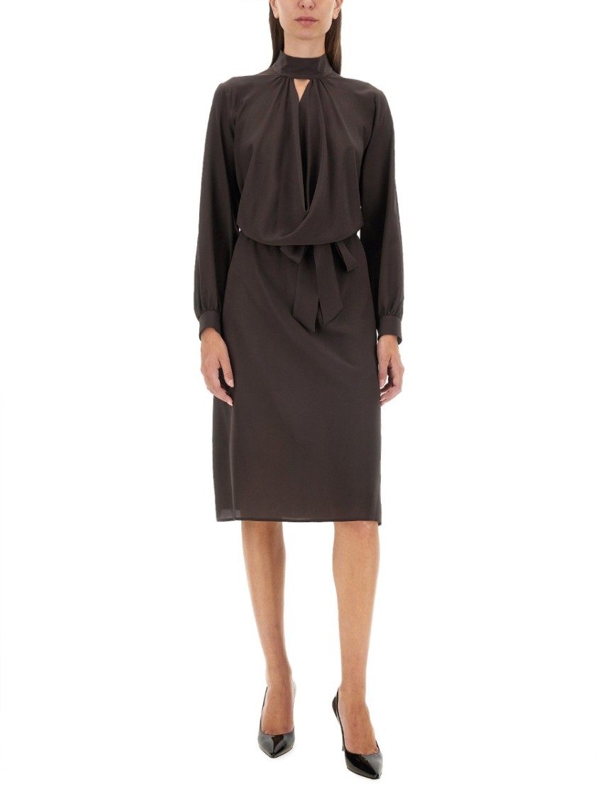 Kiton Silk Dress Bruin