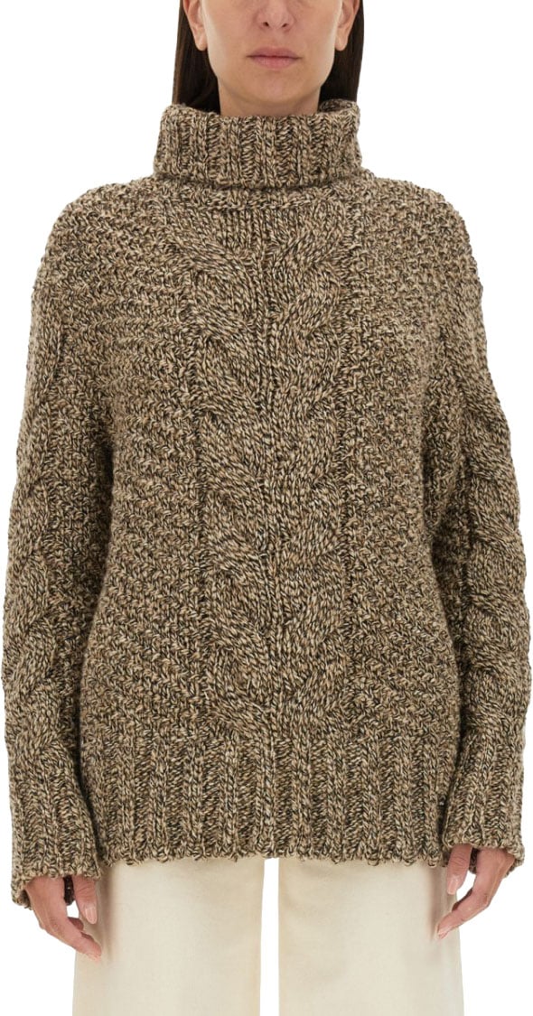 Kiton Knit Oversized Sweater With High Neck Bruin