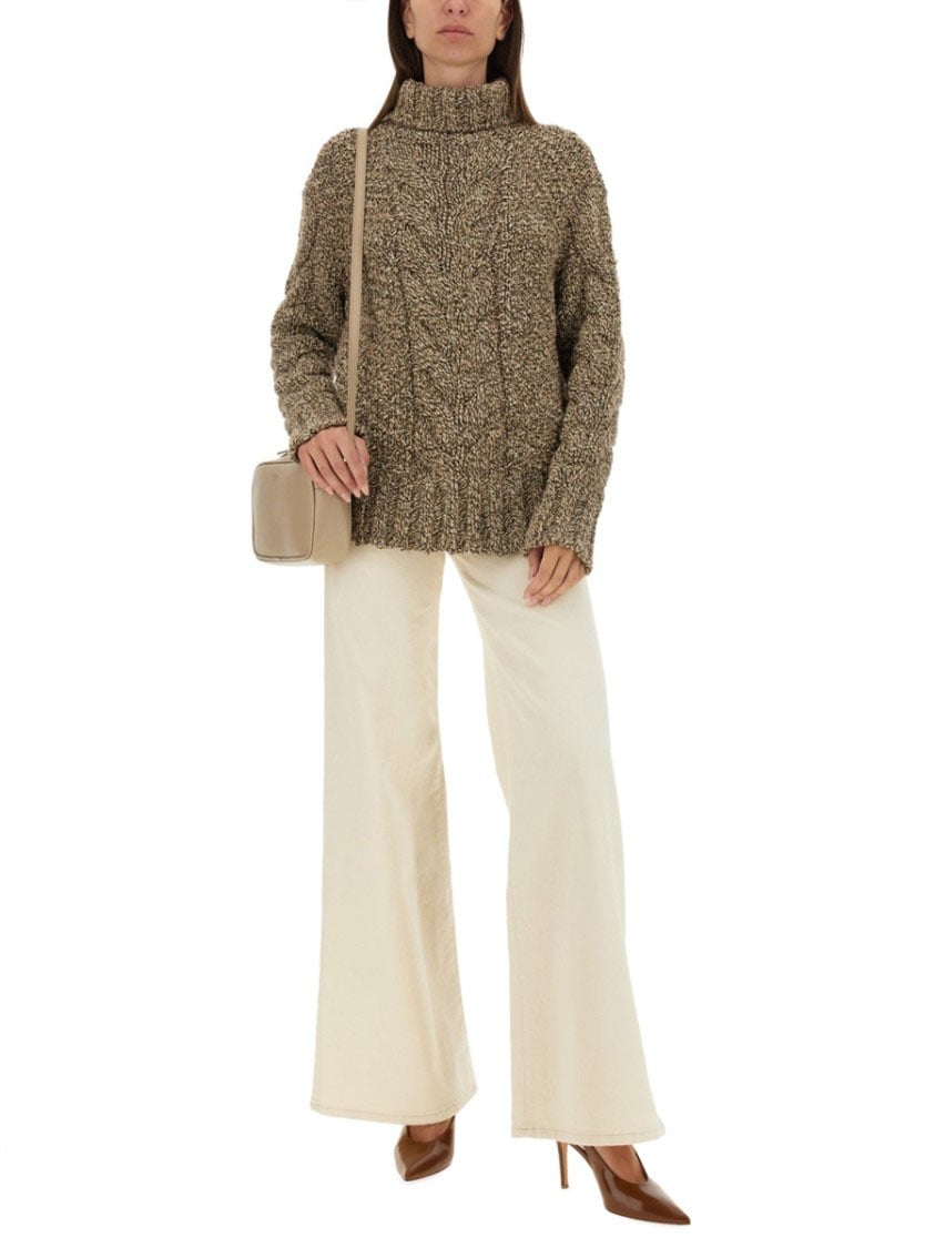 Kiton Knit Oversized Sweater With High Neck Bruin
