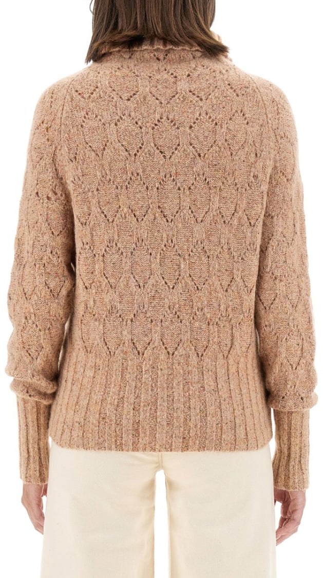 Kiton Textured Turtleneck Sweater With Ribbed Hem Bruin