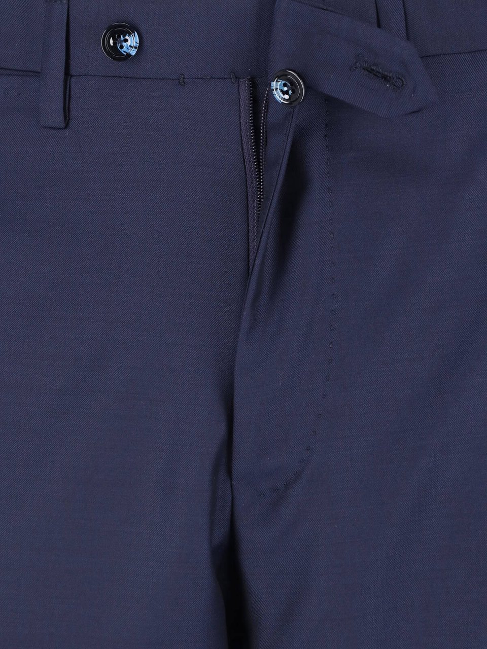 Kiton Navy Double-Breasted Peaked Lapel Wool Suit Blauw
