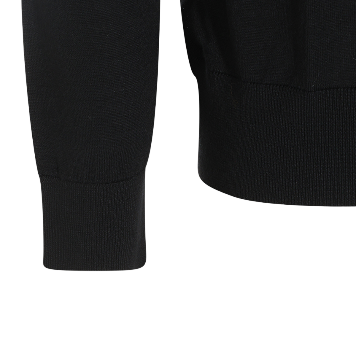 Kiton Long Sleeve Polo Collar Sweater with Ribbed Cuffs Zwart