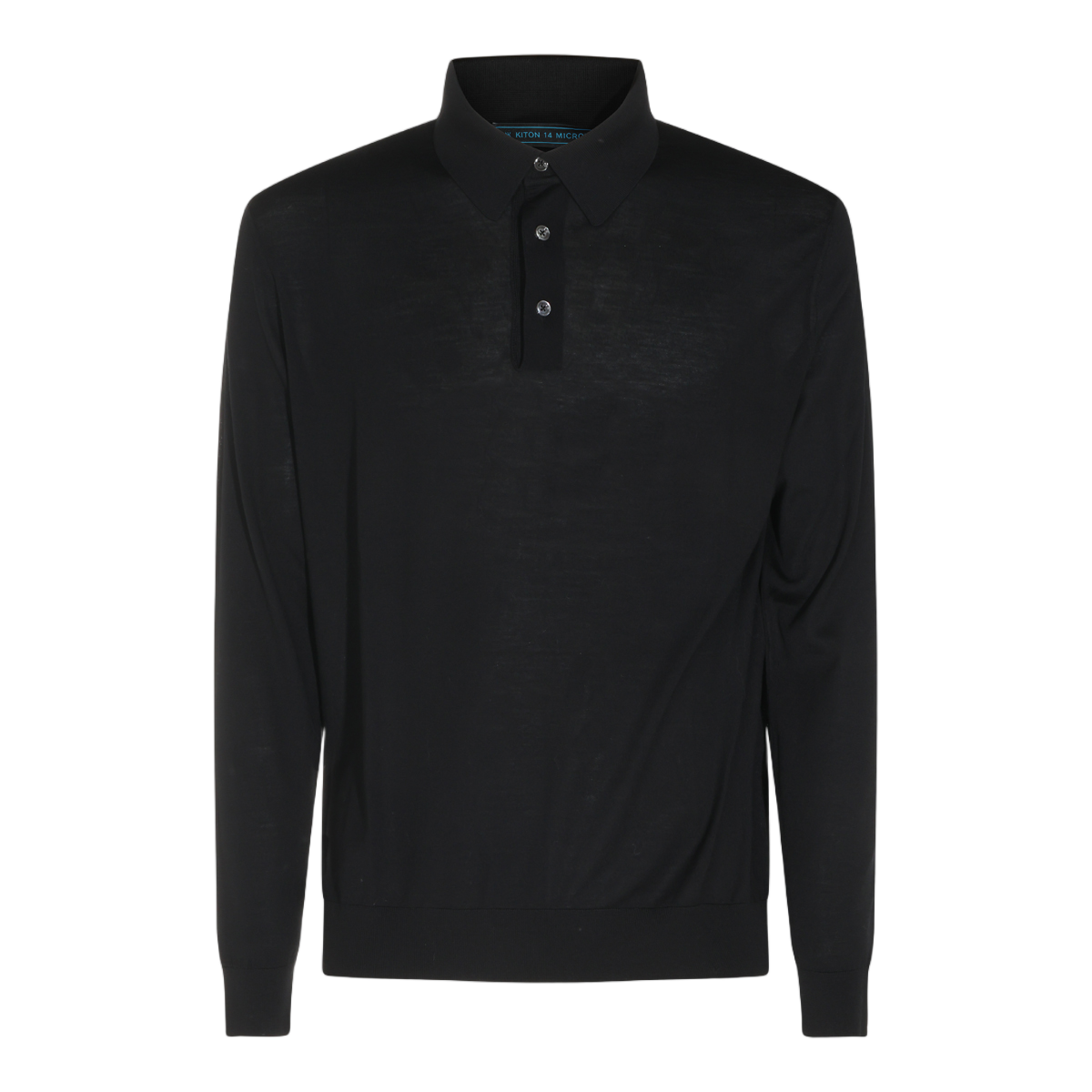 Kiton Long Sleeve Polo Collar Sweater with Ribbed Cuffs Zwart