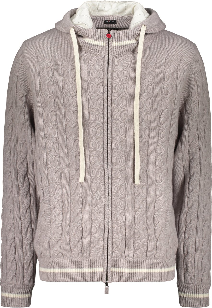 Kiton High collar zipped cardigan Wit